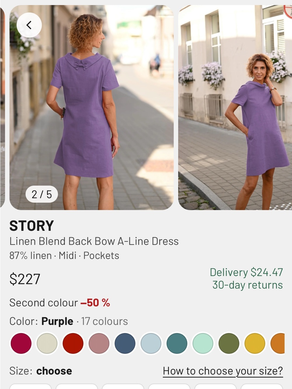LeMuse Lavender Short Sleeve Linen dress